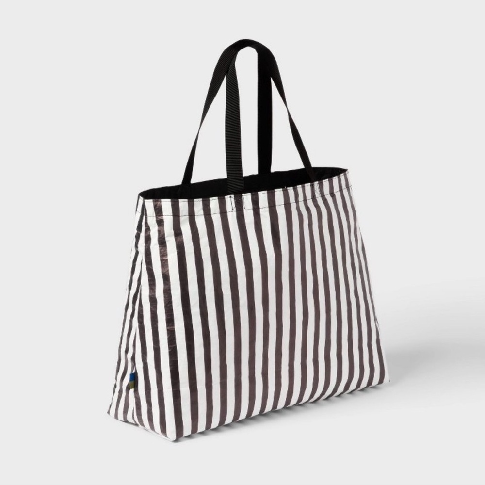 Water Resistant Reversible Tote Bag from Open Story in Black/White